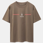 Paris Stripes Print Drop Shoulder Oversize T-Shirt