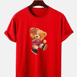 Bear Playing Basketball Print T-Shirt