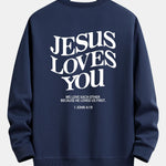 Jesus Loves You Back Print Relax Fit Sweatshirt