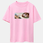 The Creation of Adam Print Drop Shoulder Oversize T-Shirt