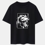Japanese Comic Male Print Drop Shoulder Oversize T-Shirt
