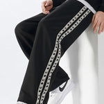 Side Webbing Panel Relax Fit Straight Leg Trousers