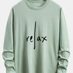 Long Sleeve Relax Slogan Print Cotton T-Shirt
