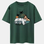 Car Island Print Drop Shoulder Oversize T-Shirt