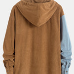 Relax Fit Colorblock Corduroy Hooded Shirt