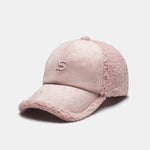 Embroidery Letter Plush Warm Baseball Cap