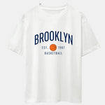 Brooklyn Basketball Print Drop Shoulder Oversize T-Shirt