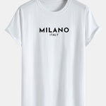 Milano Italy Print Cotton Arc Hem T-Shirt