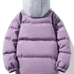 Contrast Detachable Hooded Puffer Coat