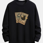 Sun Moon Cat Print Relax Fit Sweatshirt