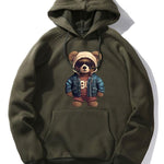 Bear In Leather Jacket Print Hoodie & Jogger Pants