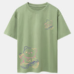 Colorful Bear Print Drop Shoulder Oversize T-Shirt