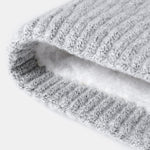 Warm Fleece Lined Knit Beanie Hat Cuffed Cap