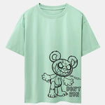 Slogan Cartoon Bear Print Drop Shoulder Oversize T-Shirt