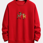 Two Little Deer Print Relax Fit Sweatshirt