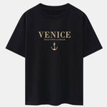 Venice Anchor Print Drop Shoulder Oversize T-Shirt & Swim Shorts
