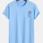 Regular Fit Simple Rose Print Cotton T-Shirt