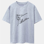 Rose Slogan Print Drop Shoulder Oversize T-Shirt