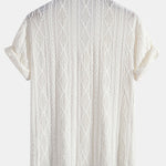 Geometric Jacquard Eyelet Cuban Shirt & Textured Shorts With Lining