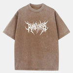 Ruthless Gothic Print Washed Distressed Drop Shoulder T-Shirt