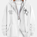 Cross Slogan Print Relax Fit Zip Hoodie