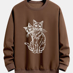 Two Cats Print Relax Fit Sweatshirt