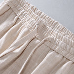 Striped Linen Cotton Blend Cropped Pants