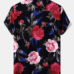 Red Rose Print Revere Shirt