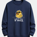 Yellow Duck With Sunglasses Print Relax Fit Sweatshirt