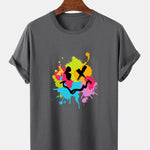 Colorful Mud Splatter Smiley Face Print T-Shirt