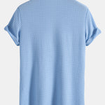 Muscle Fit Waffle Texture Stand Collar Shirt