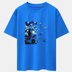 Starry Sky Bear Print Drop Shoulder Oversize T-Shirt