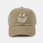 Evil Smiley Face Pattern Classic Retro Washed Distressed Cotton Baseball Cap