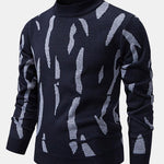Abstract Print Mock Neck Sweater