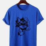 Cat Breaks The Wall Print T-shirt