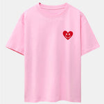 Smiley Heart Print Drop Shoulder Oversize T-Shirt