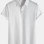 Short Sleeve Knitted Letter Textured Polo