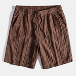 Geometric Jacquard Eyelet Cuban Shirt & Textured Shorts With Lining