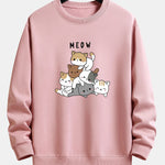 Cute Cat Print Relax Fit Sweatshirt
