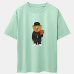 Basketball Bear Print Drop Shoulder Oversize T-Shirt
