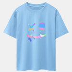 Colorful Smiley Face Print Drop Shoulder Oversize T-Shirt