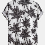 Palm Tree Print Button Up Shirt & Straight Leg Linen Pants