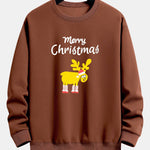 Christmas Elk Print Relax Fit Sweatshirt