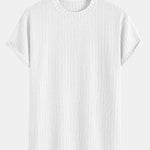 Muscle Fit Textured Ribbed Arc Hem T-Shirt