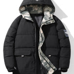 Camouflage Lined Pockets Hooded Puffer Coat