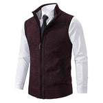 Men's Casual Solid Color Stand Collar Sleeveless Knitted Vest