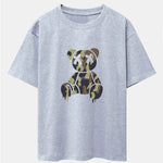Camouflage Dissolving Bear Print Drop Shoulder Oversize T-Shirt