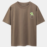 Pocket Dinosaur Print Drop Shoulder Oversize T-Shirt