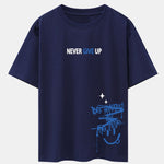 Never Give Up Smiley Face Print Drop Shoulder Oversize T-Shirt