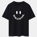 Smiley Face Slogan Print Drop Shoulder Oversize T-Shirt